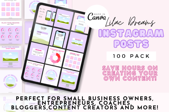 100 Editable Instagram Templates: The Lilac Dreams Collection
