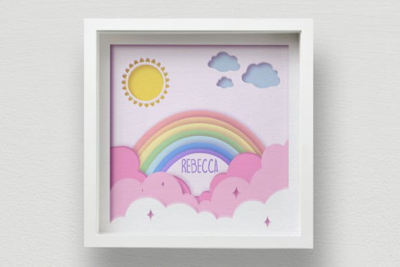 3D Baby Shower Box SVG, Rainbow Layered: A Multi-Dimensional Design